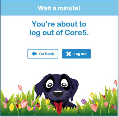 The Core5 log out screen
